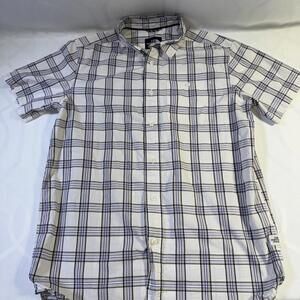 North Face Men's Shirt Size Medium M Short Sleeves Plaid Button Up White & Black